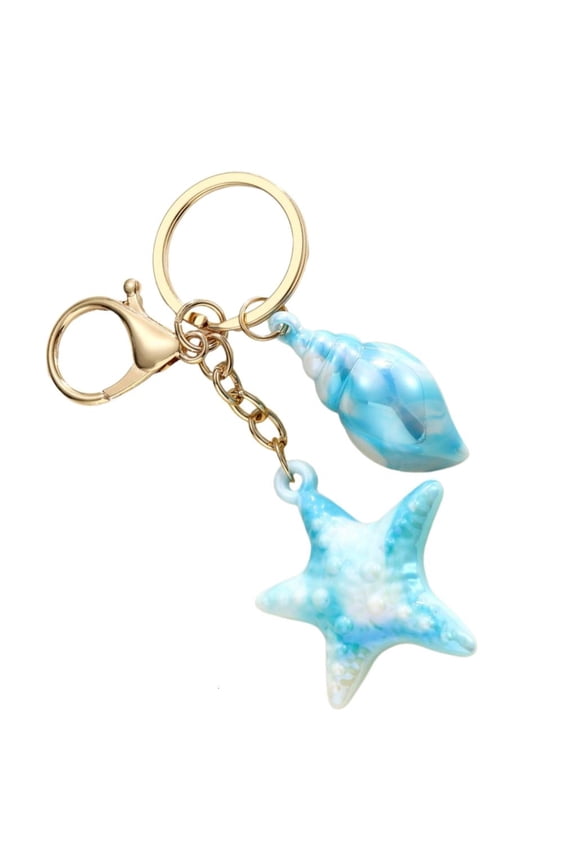 YIEMEEN Stylish Beach Inspired Shell Keychain Conch Starfish Star Pendant Keyring Charm Fashionable Sea Inspired Jewelry