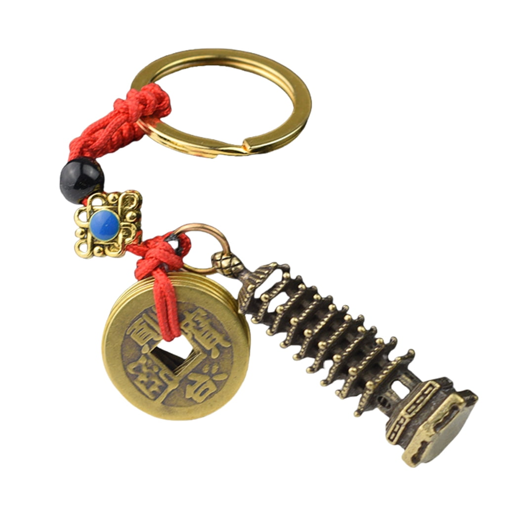 YIEMEEN Stylish Brass Gourd Keychain Featuring Five Emperors Coins For ...