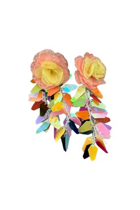 YIEMEEN Stylish Flower Drop Earrings Multicolor Fringe Designs Party Accessories