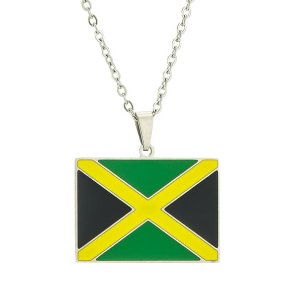 YIEMEEN Stylish Jamaica Flag Necklace National Jewelry Gift for Collector and Culture