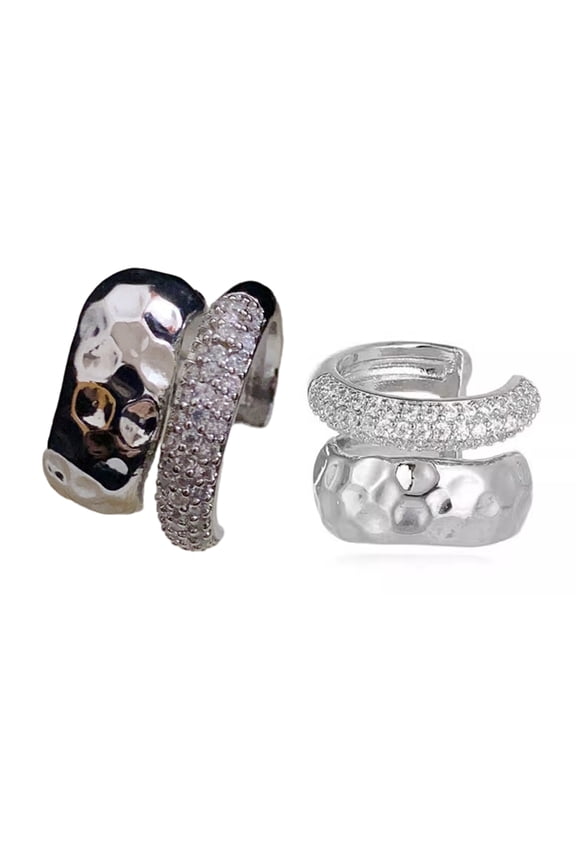 YIEMEEN Stylish Metal Geometric Clip Double layer Ear Cuff Women's Parties Jewelry Charm