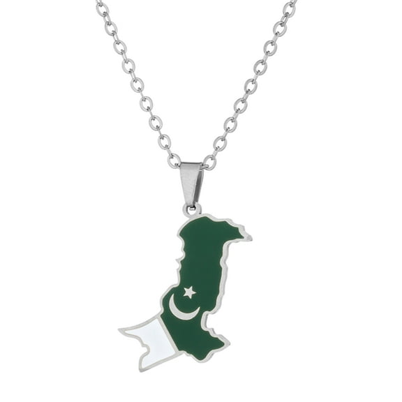 YIEMEEN Stylish Pakistan Map Pendant Choker Vintage Flags Clavicle Chain for Men Women