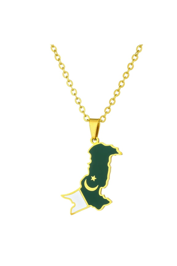 YIEMEEN Stylish Pakistan Map Pendant Choker Vintage Flags Clavicle Chain for Men Women