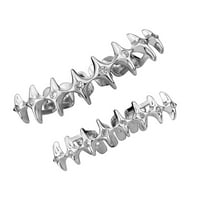 YIEMEEN Stylish Star Grills Set for Top and Bottom Teeth Present for Hip Hop Fan