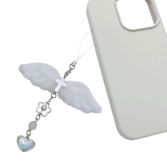 YIEMEEN Sweet Plush Wing Heart Phone Charm Straps Car Keys Hanging Pendants Bag Decoration Lanyard Purse Accessories