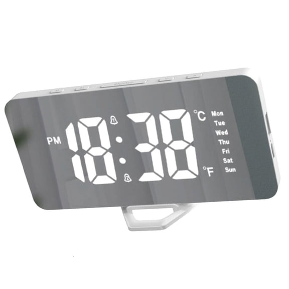 YIEMEEN Table top Digital Alarm Clock with Snoozes Function, White1/Black Shell