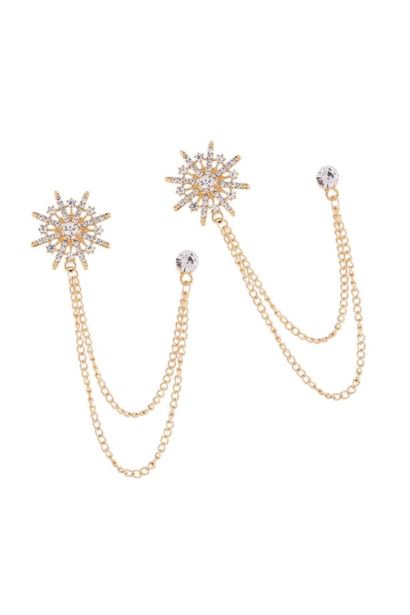 YIEMEEN Tassels Accent Brooches Octagram Designs Alloy For Suits And Evening Wear