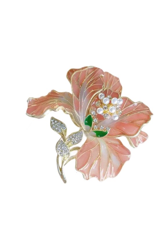 YIEMEEN Traditional Floral Design Brooch Alloy Coat Suit Dress Safety Badge Pin With Pearls Enhancements For Daily