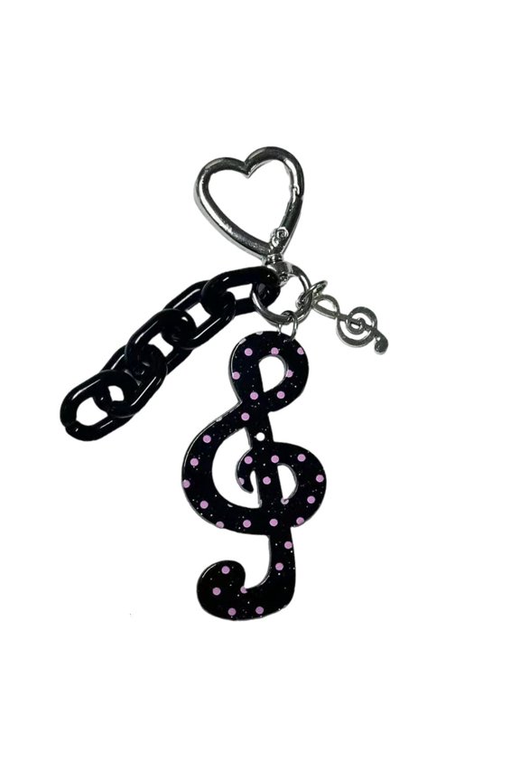 YIEMEEN Trendy Dot Stripe Music Star Design Acrylic Key Ring Decorative Bag Clip Lightweight