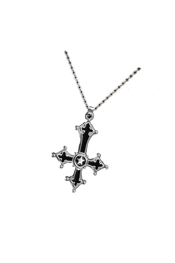 YIEMEEN Trendy Gothic Necklace with Inverted Crucifix Accessory for Party and Daily Wear