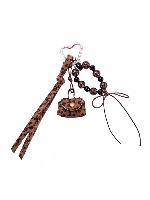 YIEMEEN Trendy Leopard Print Purse Keychain Bag Accesories for Handbag and Backpack Use