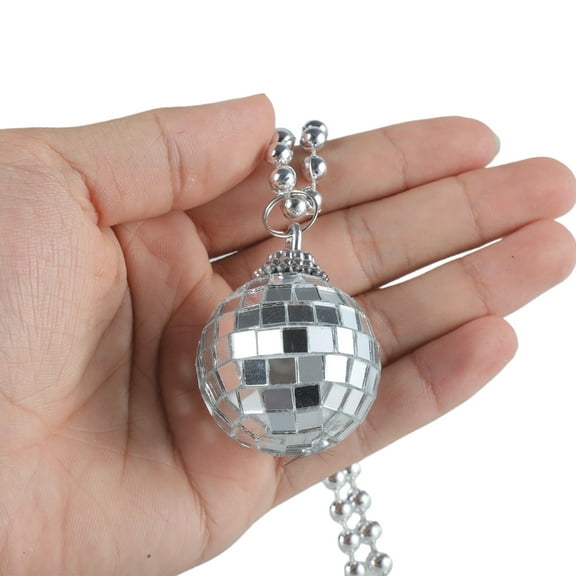 YIEMEEN Trendy Mirror Disco Ball Charm Necklace Fashionable Bead Chain Neckwear 70s Party Wearing Neckchain for Men Women