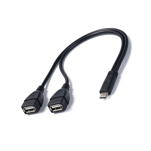 YIEMEEN Type C Male/Female to Double USB Female Charging Cable Support 5V 3A for Smartphones Tablets and More 30cm Length