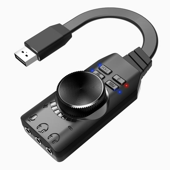 YIEMEEN USB Sound Card with Virtual 7.1 Surround Sound For PC Gaming Auditory Interfaces USB External Sound Card