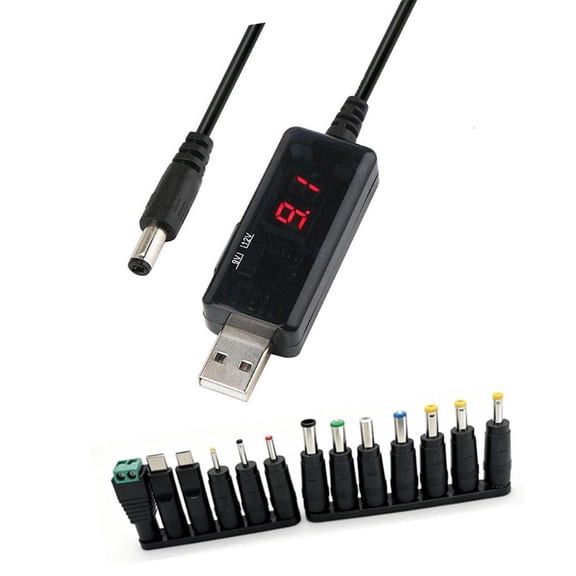 YIEMEEN USB to DC5.5 Boostering Cable with 13 Adapters Low Energy Consumption Supporting Sustainable USe