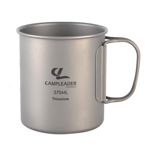 YIEMEEN Ultralight Titanium Cup Outdoor Portable Camping Picnic Water Cup Mug with Foldable Handle 375ml Backpacking Travel Tool
