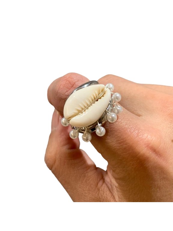 YIEMEEN Unique Natural Seashells Conch Rings For Women Fashion Statement Pieces
