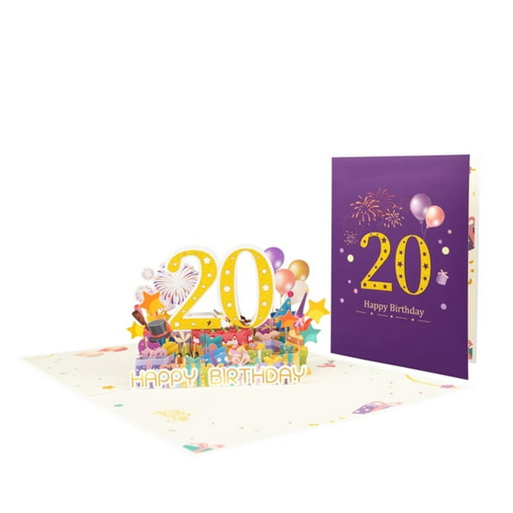 YIEMEEN Unique Pyrotechnics Celebration Card Stylish Pyrotechnics 3D Popup Paper Birthday Greeting Card for Friend and Family