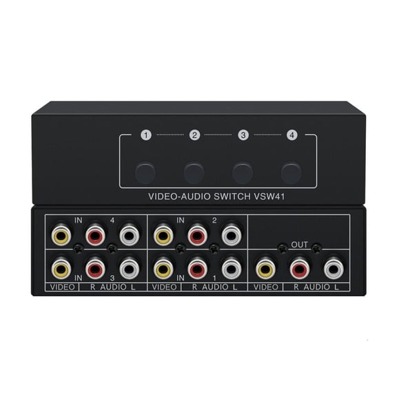 YIEMEEN Universal AV Audios Video Switcher 4 in 1 Out AV Switcher Instantly Switching