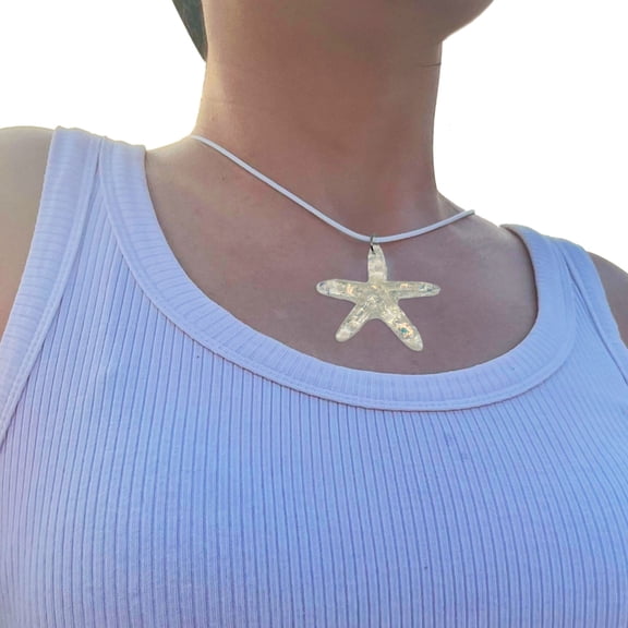 YIEMEEN Vacation Style Pink Starfish Necklace Beach Starfish Charm Clavicle Chain Choker Wax Rope Collar Fashion Jewelry Decor