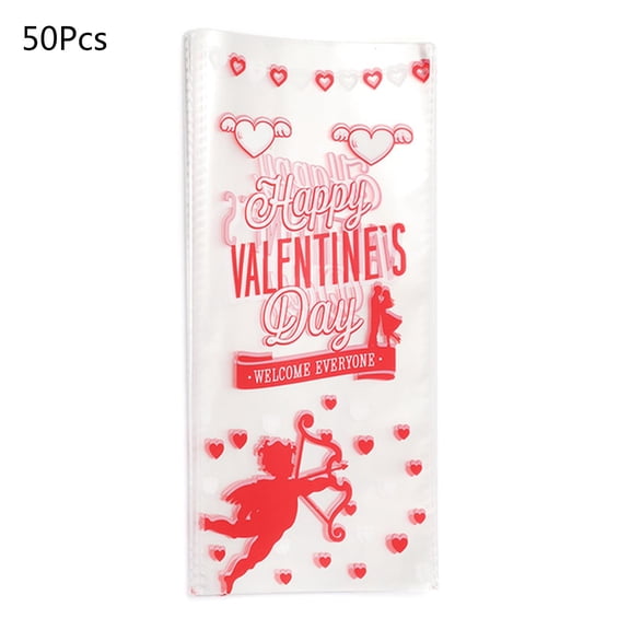 YIEMEEN Valentine's Day Clear Cone Treat Bags Cellophane Treat Bags Plastic Bags Favor