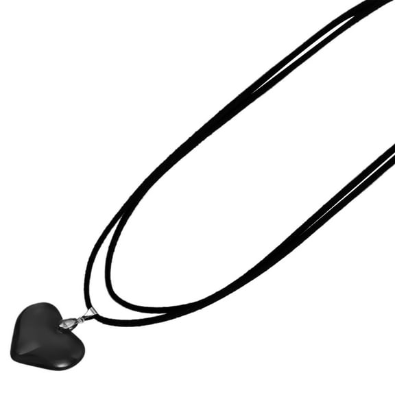 YIEMEEN Velvets Ribbon Necklace Black/Reds/Transparent Heart Pendant Choker for Women