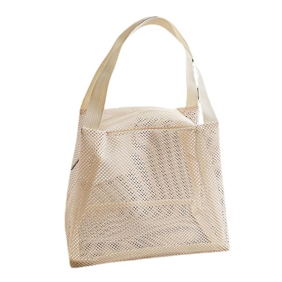 YIEMEEN Ventilated Mesh Cosmetic Bag Clear Storage Organizer Spacious Compartment Foldable Carry Handle Gym Essential Holder