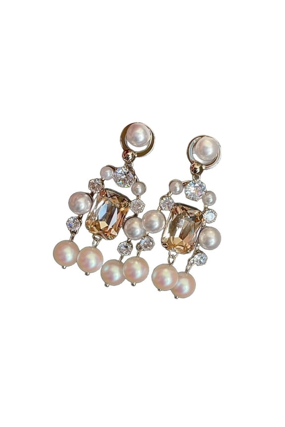 YIEMEEN Versatile Princess Cut Rhinestones Earrings Ideal For Office And Social Event