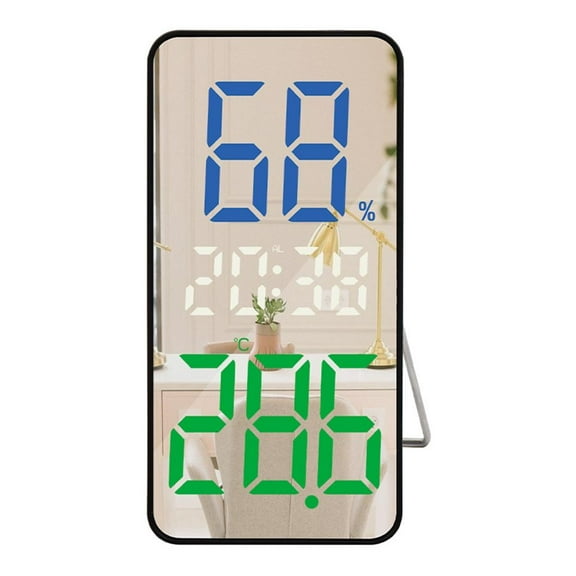 YIEMEEN Vertical Digital Alarm Clock with Clear Temperature Readout, Blue LED Number, and Surfaces