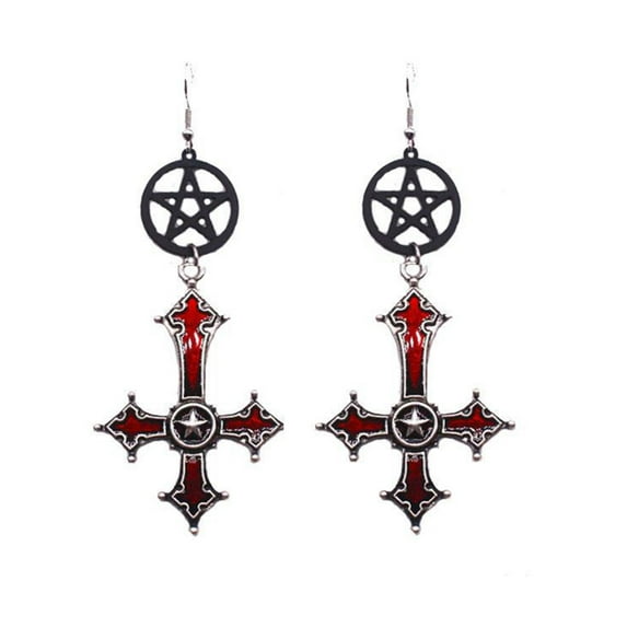 YIEMEEN Vintage Cross Shaped Women Drop Earrings Gothic Punk Dangling Earrings Jewelry