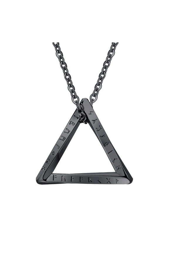 YIEMEEN Vintage Viking Amulet Necklace Stainless Steel Twisted Triangle Pendant Necklace