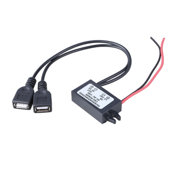 YIEMEEN Waterproof Voltages Reduction Module Open End Converters DC24-12V to 5V3A Double USB Car Power Conversion Adapter Cord