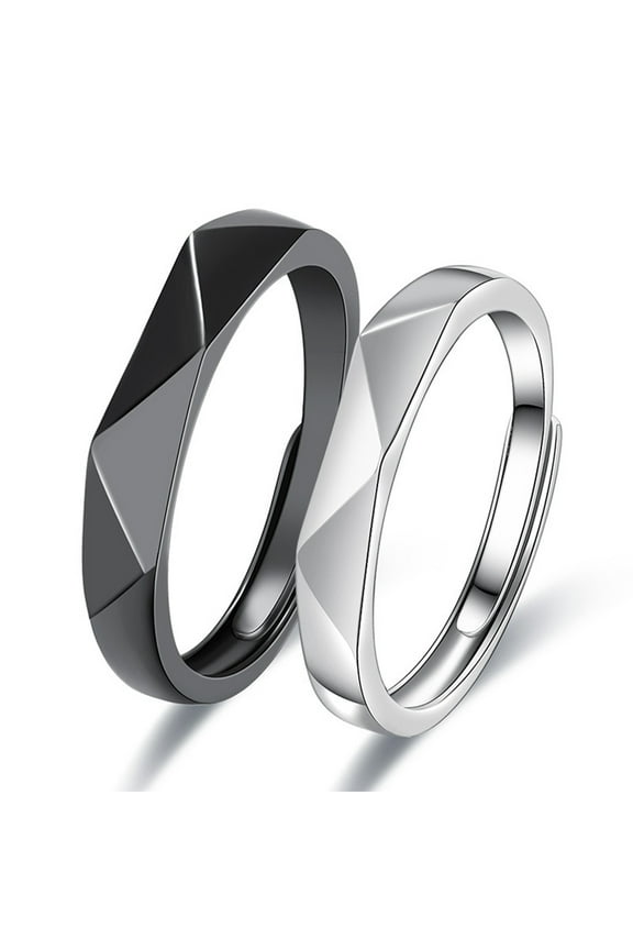 YIEMEEN White Black Ring Ins Vintage Opening Adjustable Boyfriend Girlfriend Gifts