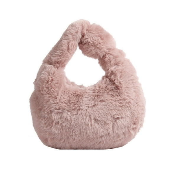 YIEMEEN Women Faux Furs Handbag Winter Plush Shoulder Bag Half Moon Tote Bag Fashion Shoulder Bag Purse for Women Girls