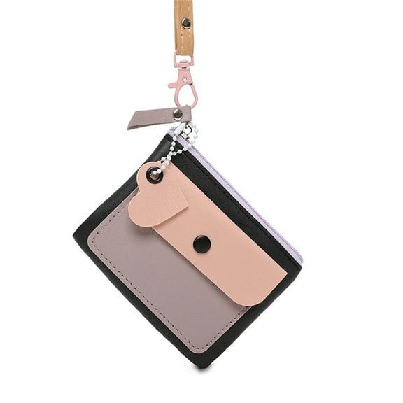YIEMEEN Women's Contrast Color PU Small Wallet for Coins and Keys Zippered Purse