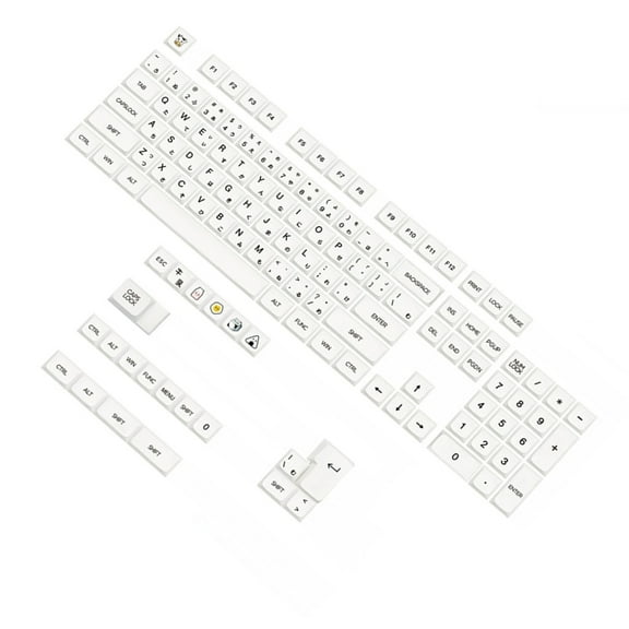 YIEMEEN XDA Profile PBT Keycaps Japanese Characters 126PCS Milk White Minimalist Theme for Mechanical Keyboard Customizers