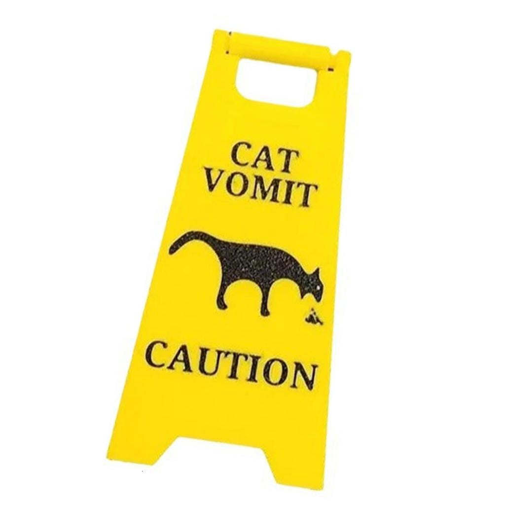 YIEMEEN Yellow Cats Vomit Cautions Sign Cats Vomit Sign For Indoor Or ...