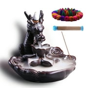 YIENENG Dragon Incense Waterfall Burner Set with Backflow Incense Cones and Sandalwood Sticks