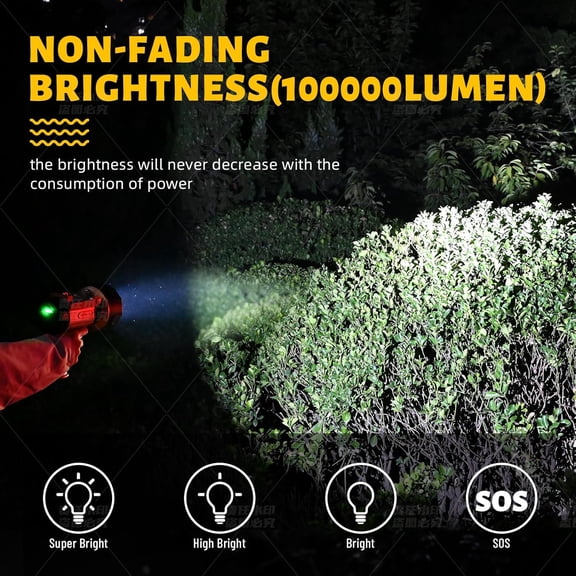 YIERBLUE Rechargeable Spotlight with 1000,000 Lumen LED, Handheld Rechargeable Spotlight IP67 Waterproof Flashlight, 9h Ultra-Long Standby, Ideal Spotlight for Boating, Camping