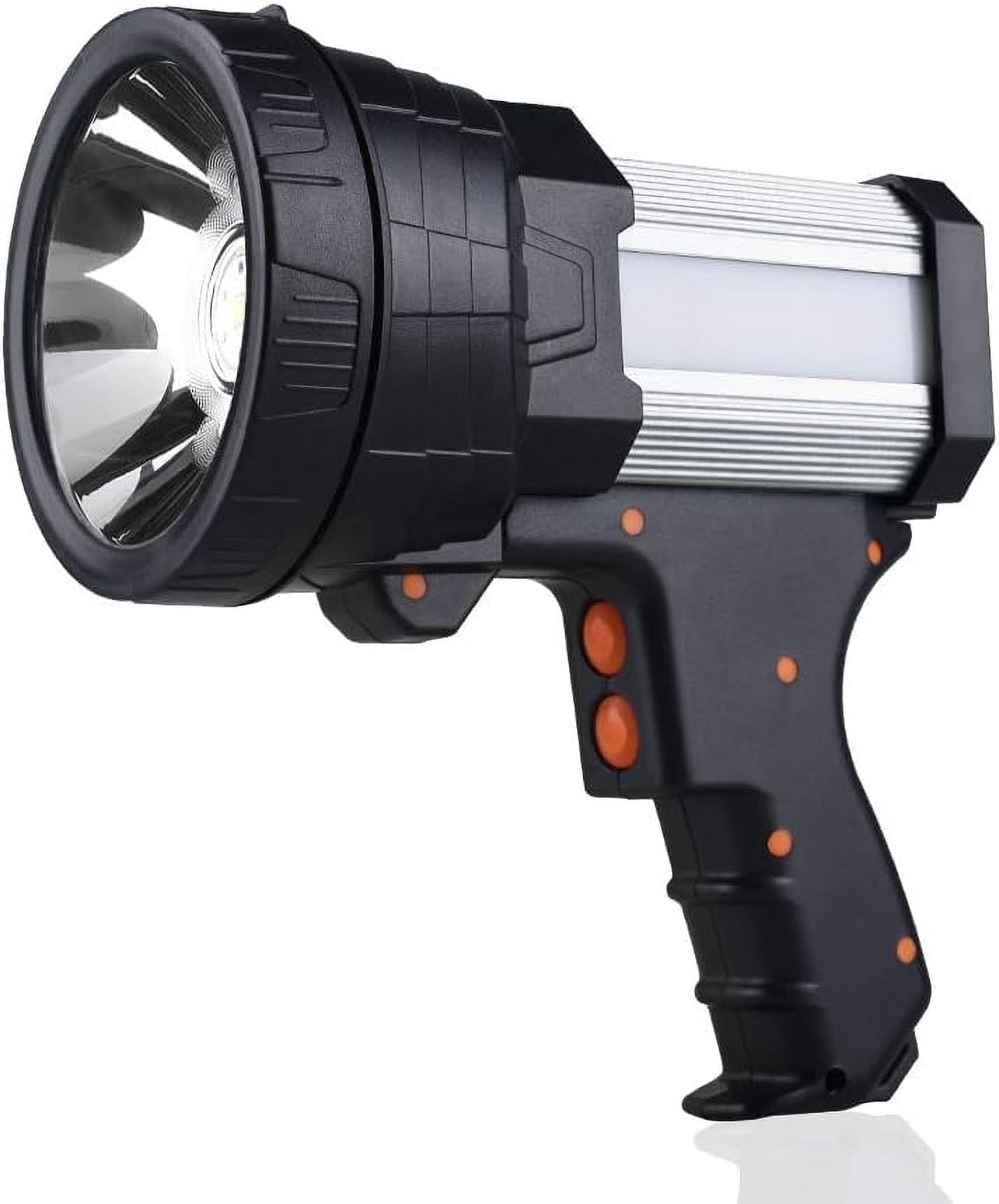 YIERBLUE Rechargeable Spotlight 300000 Lumen LED Long Battery Flashlight, Silver