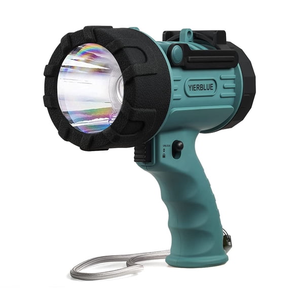 YIERBLUE Rechargeable Spotlight, Super Bright 90,000 High Lumen LED IP67 Waterproof Handheld Spotlight Long Lasting Large Flashlight Searchlight with Detachable Red Light Filter