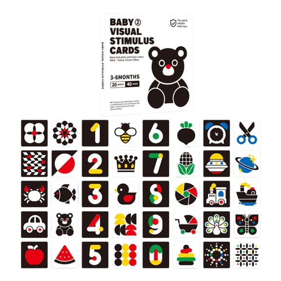 YIFAEUX 1 Box Baby Black White Cards Infants High Contrast Flash Card 0-3 Months Newborns Visual Stimulation Brain Sensory Development Paper Card Toy