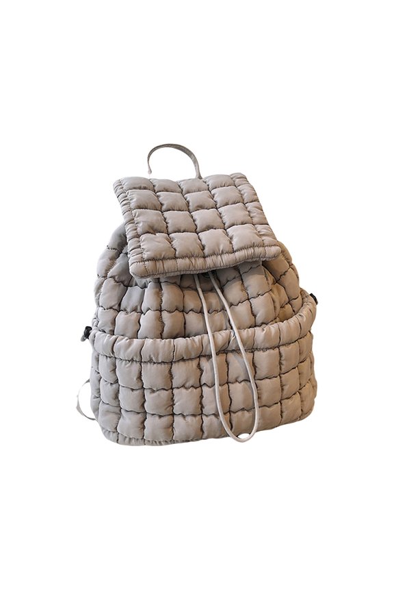 18L Quilted Backpack for Women Puffer Hiker Pack Top Flap Drawstring Backpack Padding Travel Cloud Gym Bag