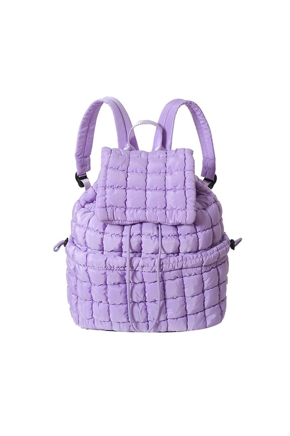 18L Quilted Backpack for Women Puffer Hiker Pack Top Flap Drawstring Backpack Padding Travel Cloud Gym Bag