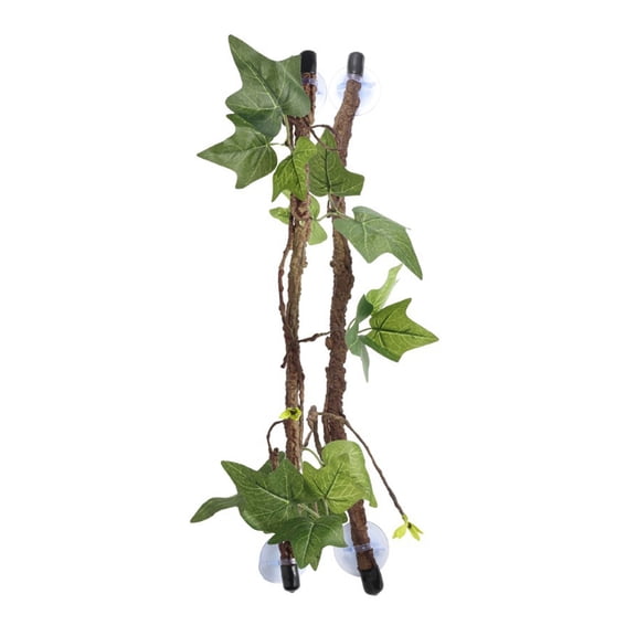 YIFAEUX 2Pcs 17 Inch Reptile Branches with Suction Cups Lizard Climbing Vines with Leaves Bendable Fake Terrarium Branches Snake Gecko Tank Accessories