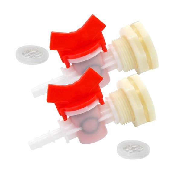 YIFAEUX 2Pcs Rabbit Watering Bucket Connector Kit Bulkhead Fitting Barb Ball Valve Mesh Washer Drinking System Connector for 5/16" ID Hose Connector