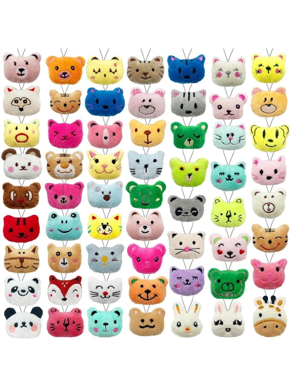 50Pcs Mini Stuffed Animals Keychain Claw Machine Toys Carnival Goodie Bags Easter Birthday Gifts for Kids