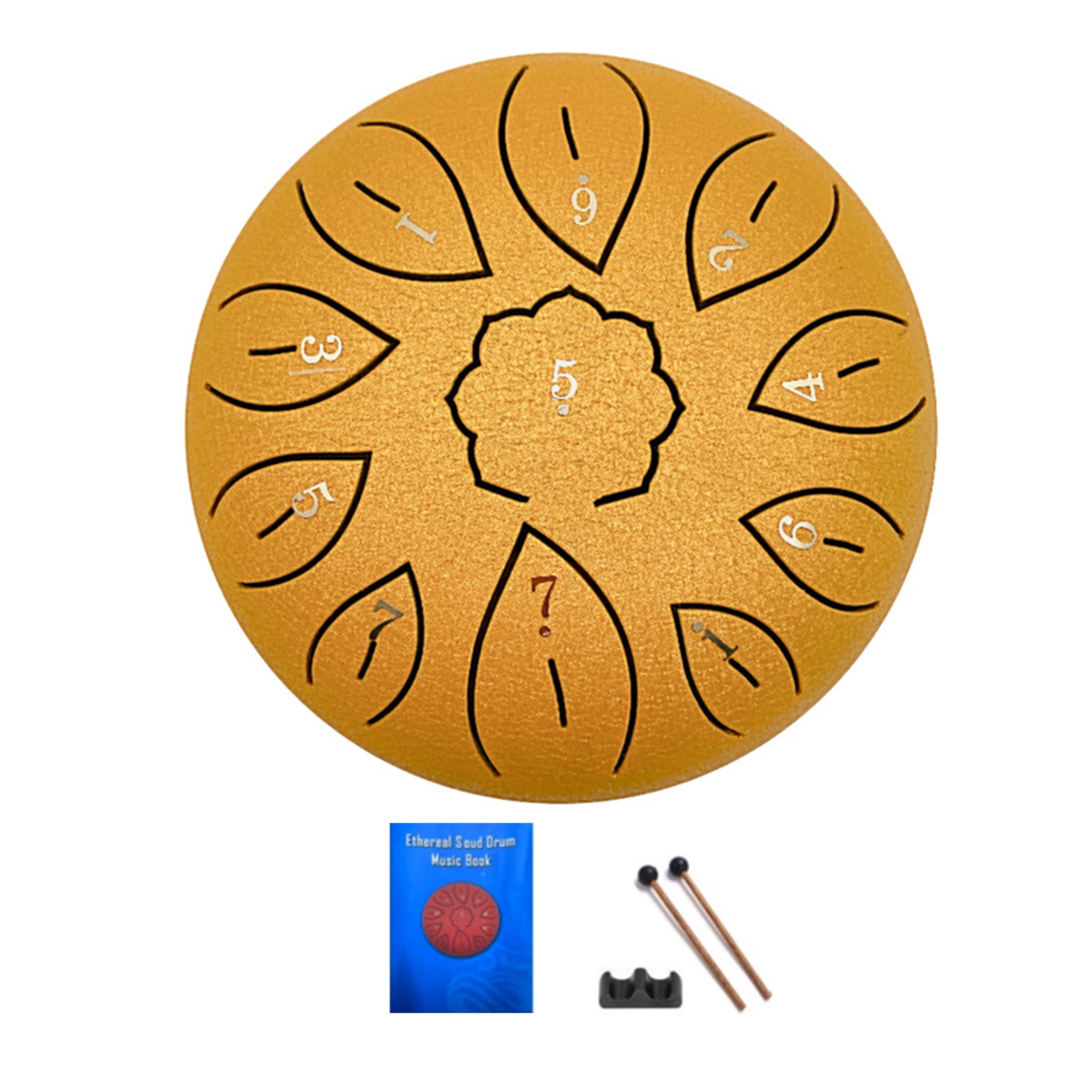 YIFAEUX 6-Inch Steel Tongue Drum with Mallets Note Stickers 11 Notes C Key Meditation Yoga Sound Therapy Hand Pan Drum Musical Percussion Instrument