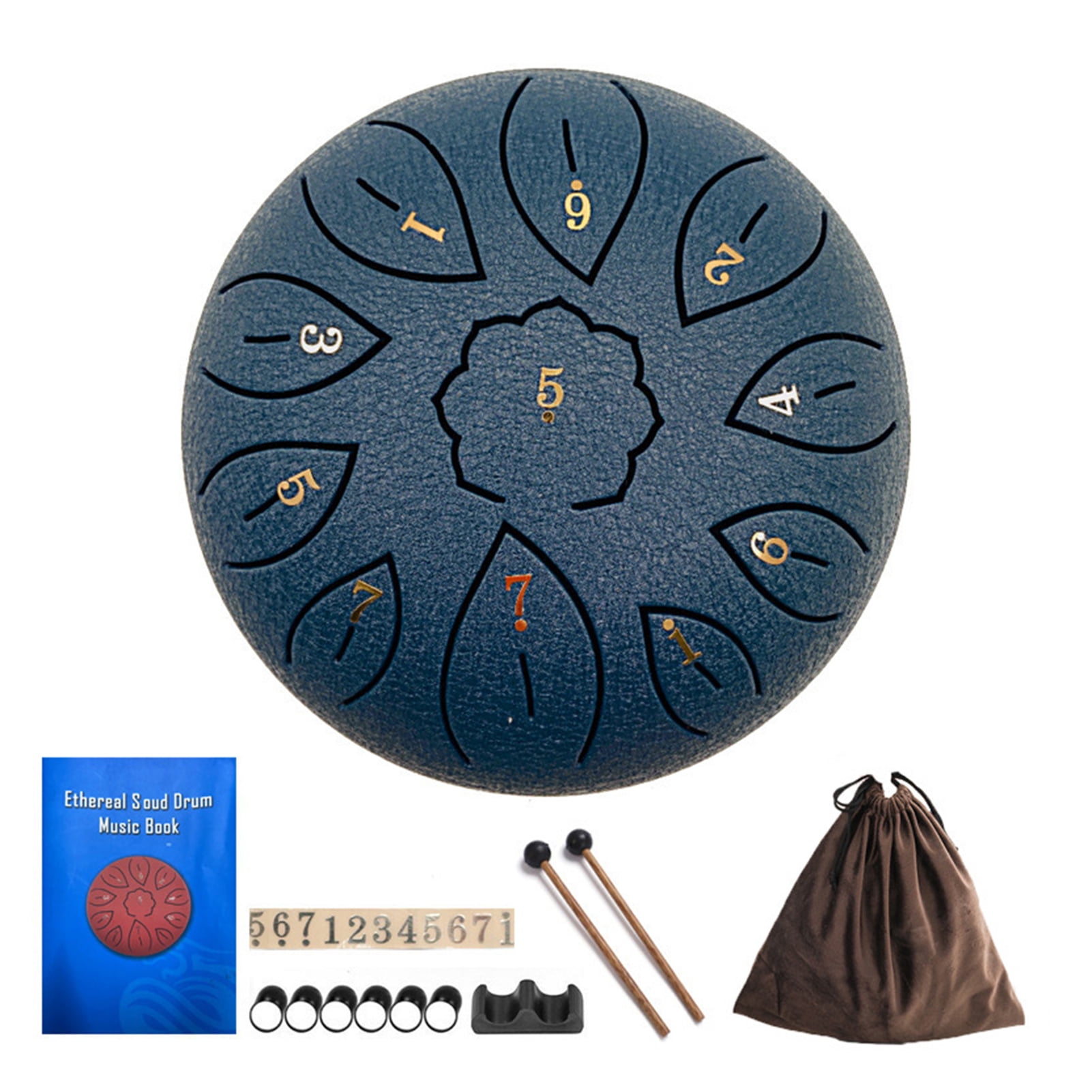 YIFAEUX 6-Inch Steel Tongue Drum with Mallets Note Stickers Stand 11 Notes Meditation Yoga Sound Therapy Hand Pan Drum Musical Percussion Instrument