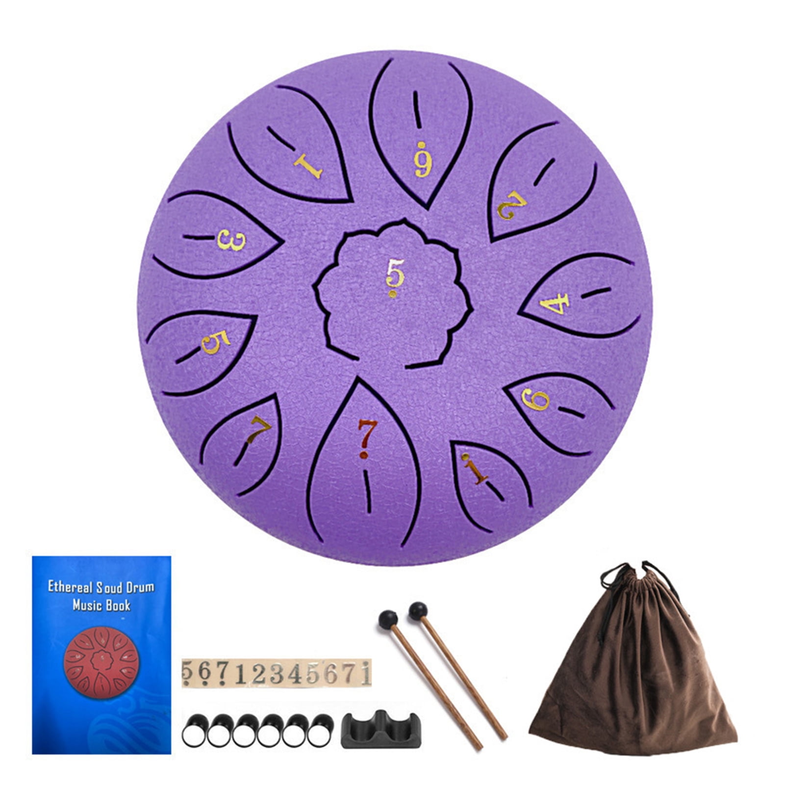 YIFAEUX 6-Inch Steel Tongue Drum with Mallets Note Stickers Stand 11 Notes Meditation Yoga Sound Therapy Hand Pan Drum Musical Percussion Instrument